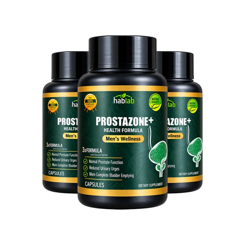 Prostazone Plus — three bottles of prostate support capsules